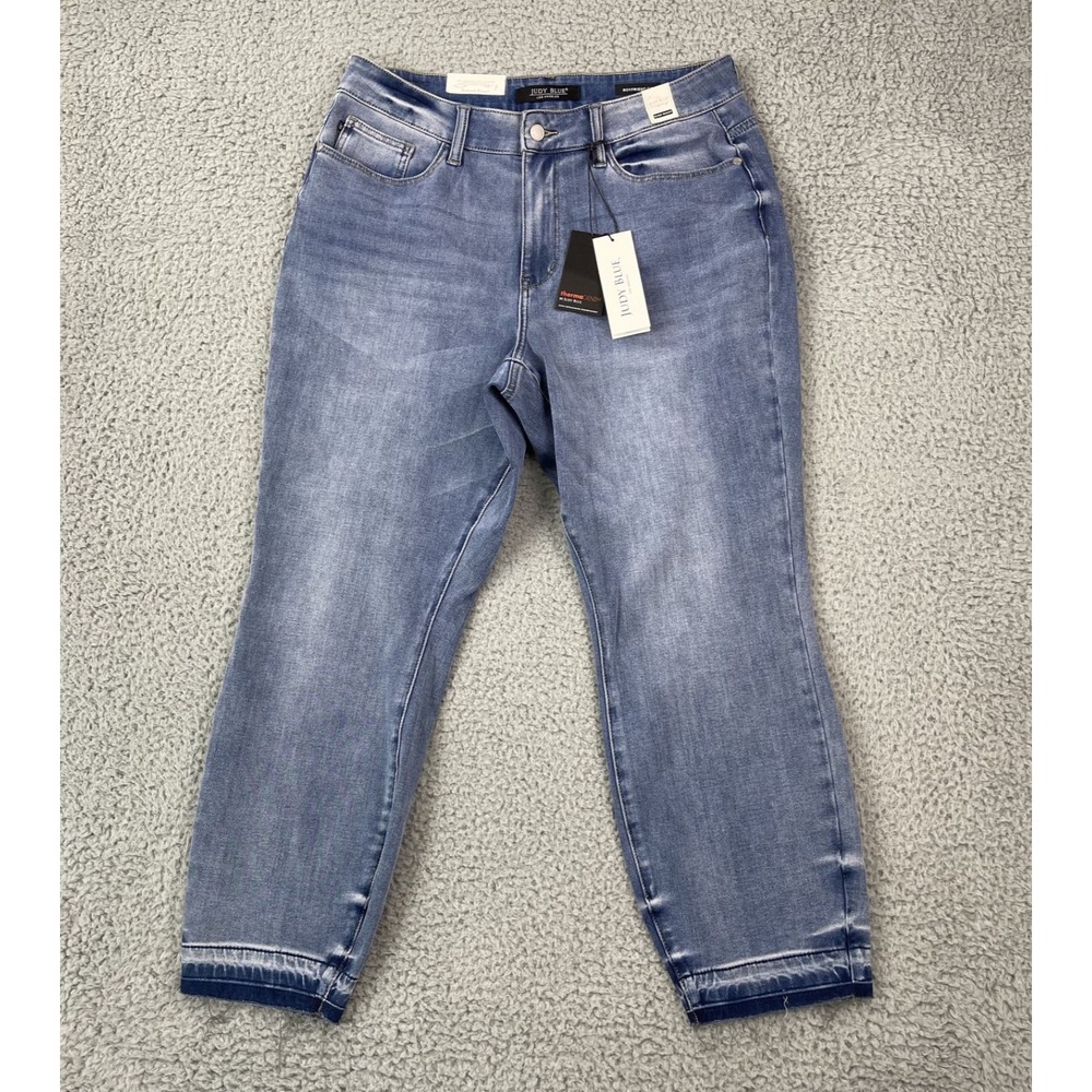 Judy Blue 14W High Waist Boyfriend Fit ThermaDenim Undone Hem Denim Jeans - NWT